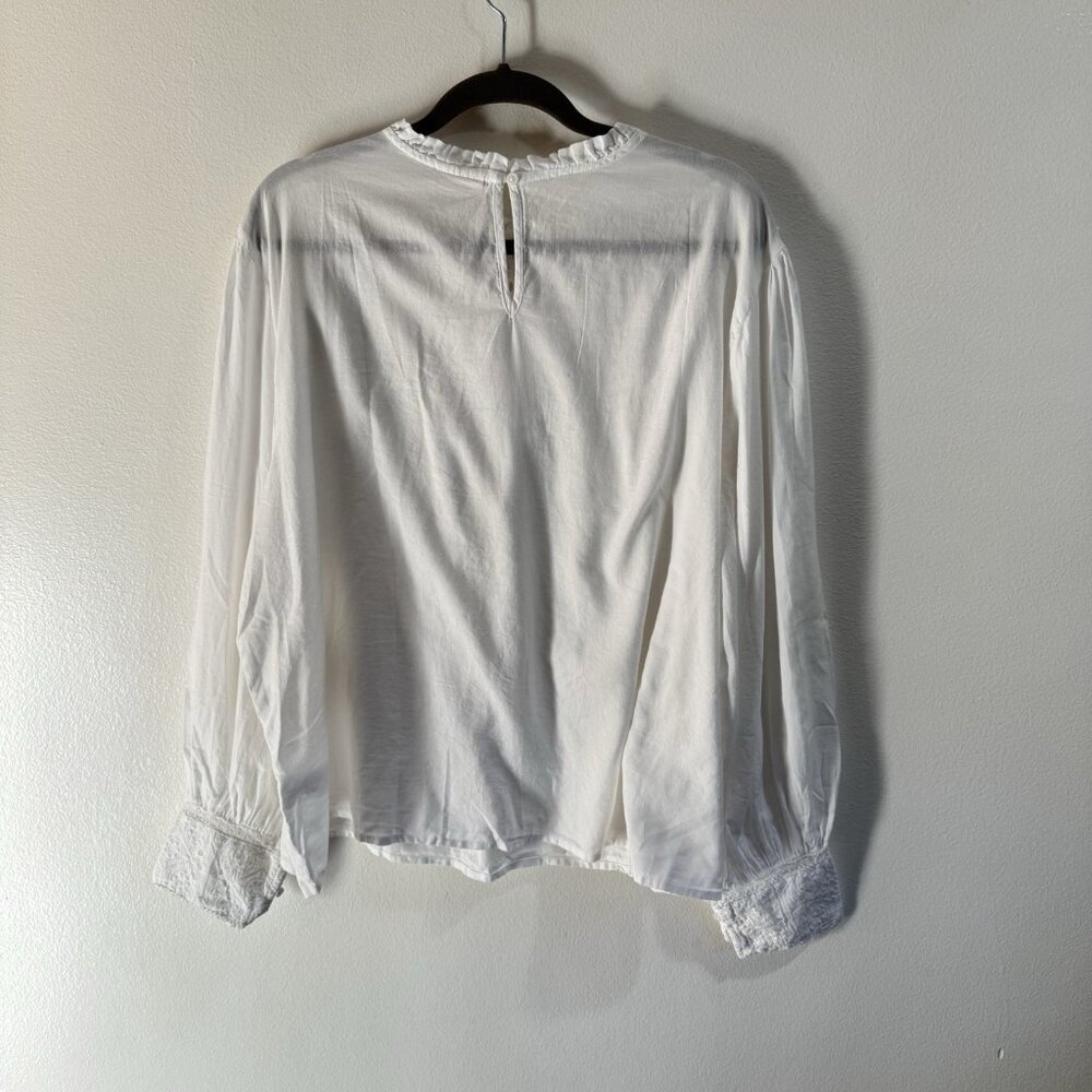 NWT ANA A New Approach Shirt 3X White Eyelet Lace Ruffle Peasant Victorian - Picture 6 of 9